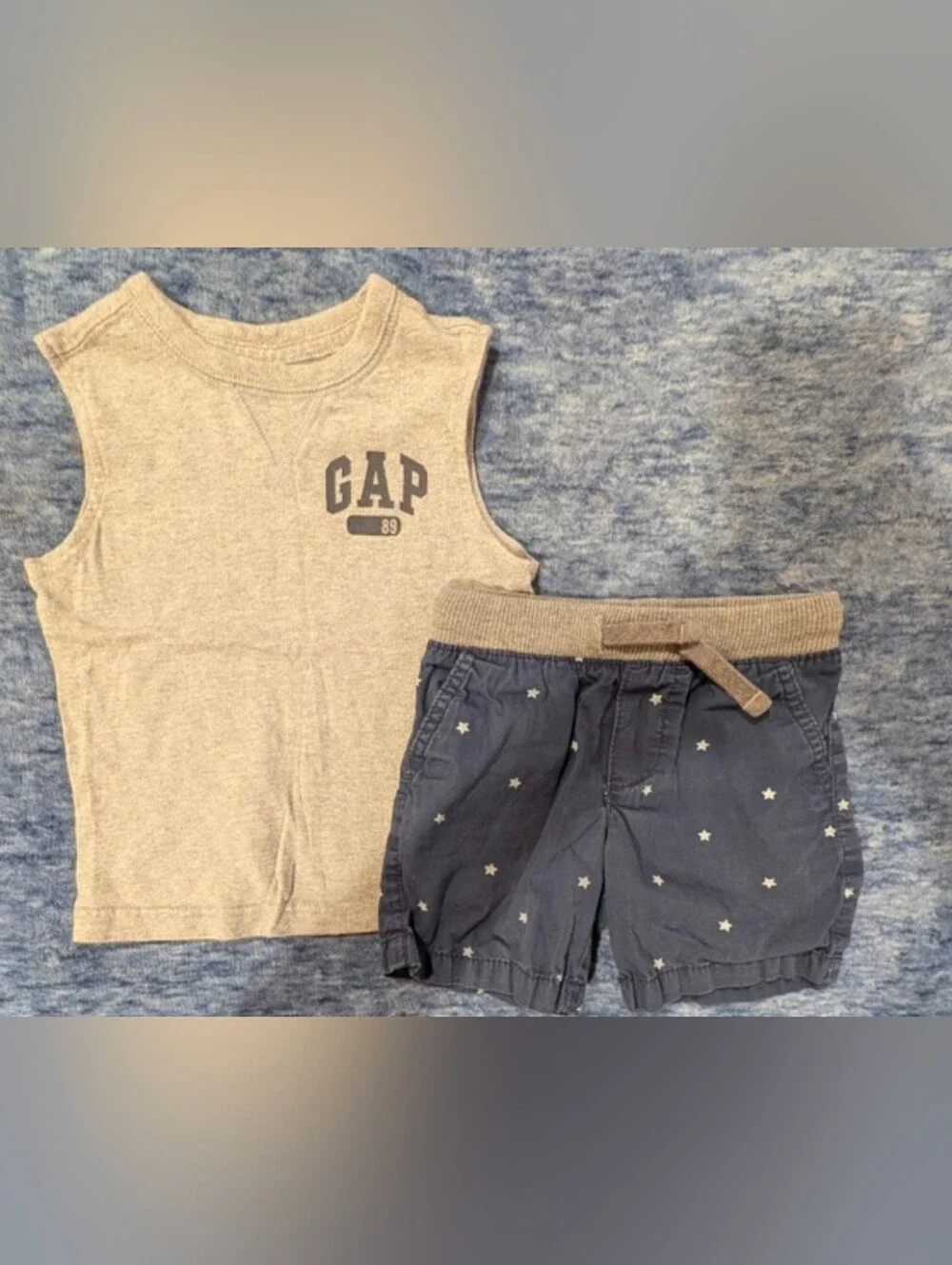 GAP 2T Gray Tank Top and Blue Star Shorts Set